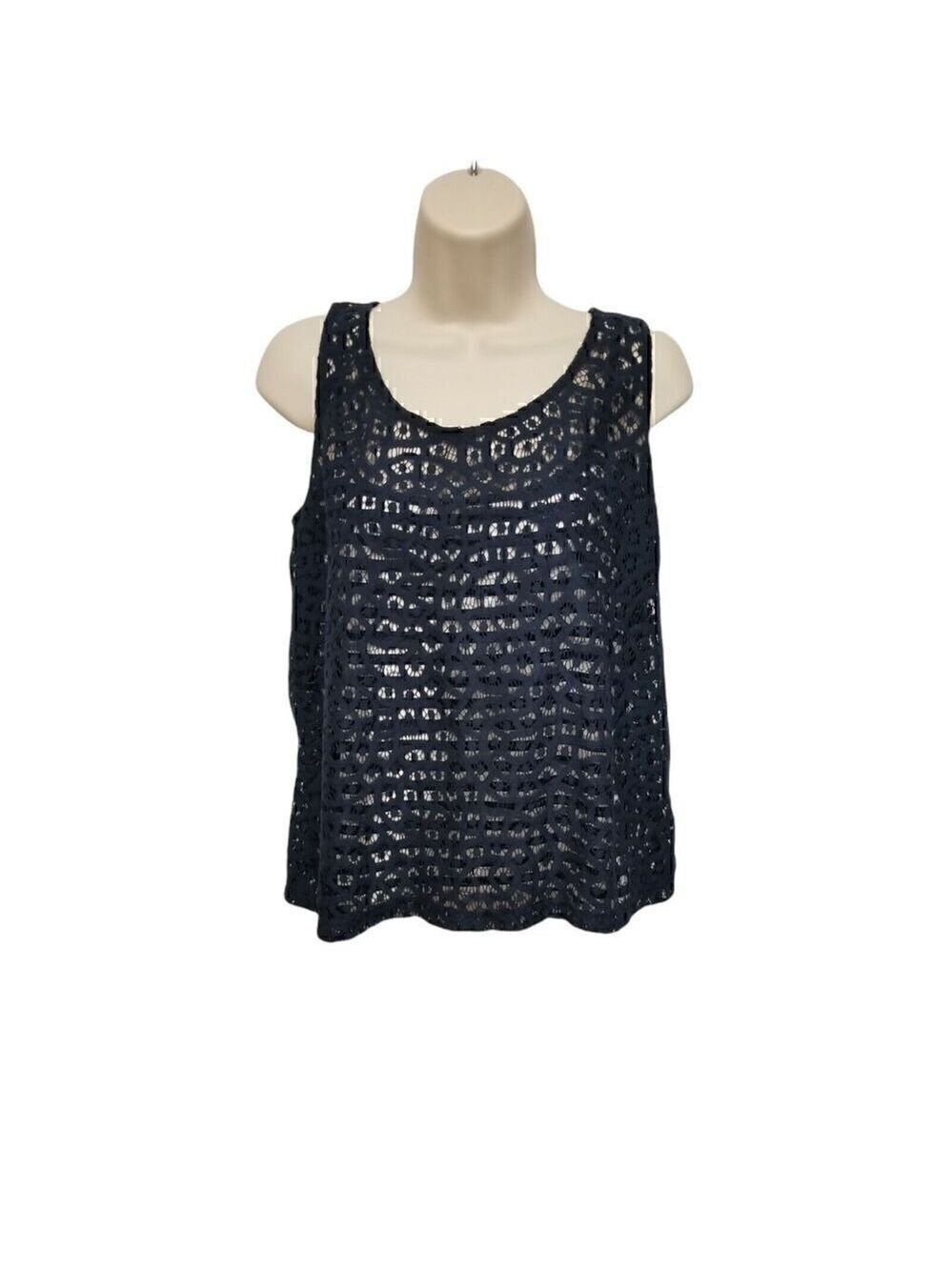 The Limited Double Layered Multicolor Navy Blue & White Top Size Large